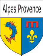La partie de gauche nous rappelle que les Alpes étaient autrefois rattachées au Dauphiné, et la partie de droite représente la province des Comtes de Provence